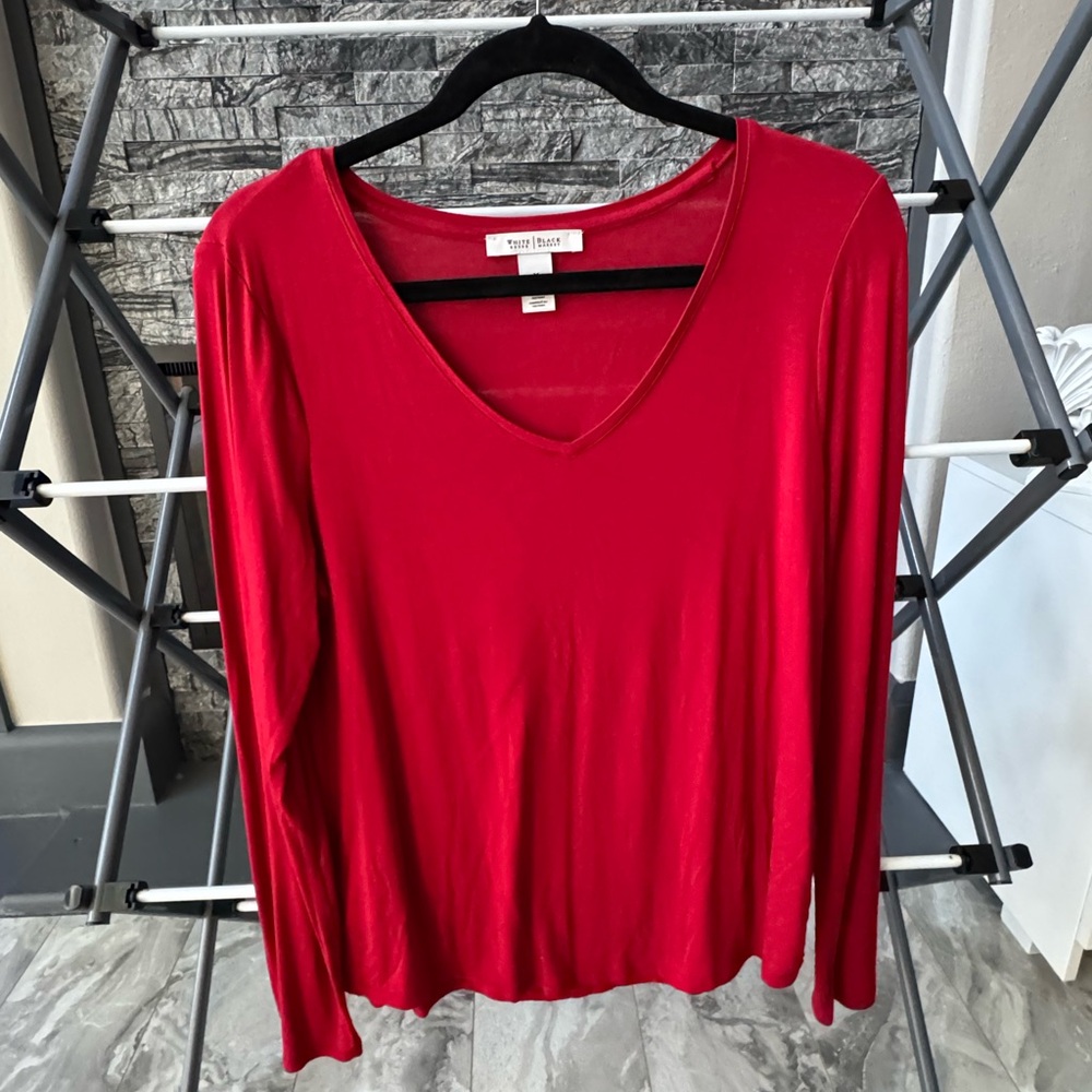 White House Black Market Red Long Sleeve Top